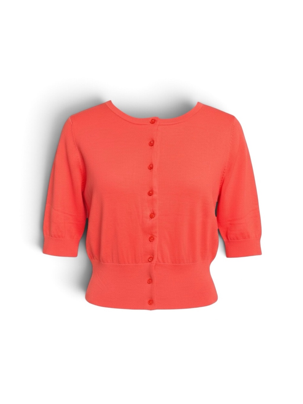 Boden Coral Pearl Button Cropped Cardigan Sweater